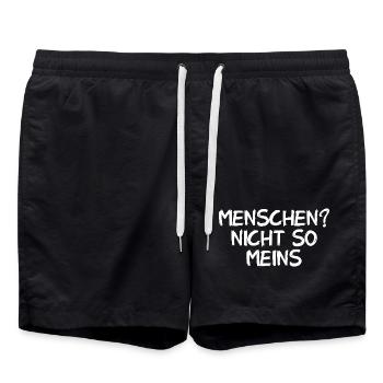 Menschen? Nicht so meins. - Badeshorts - Schwarz - Vorne - AI Model Male 185 light (185cm)