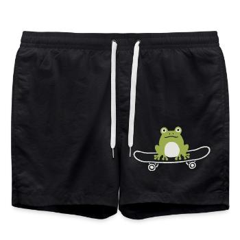 Skateboard fahrender Frosch - Badeshorts - Schwarz - Vorne - AI Model Male 185 light (185cm)