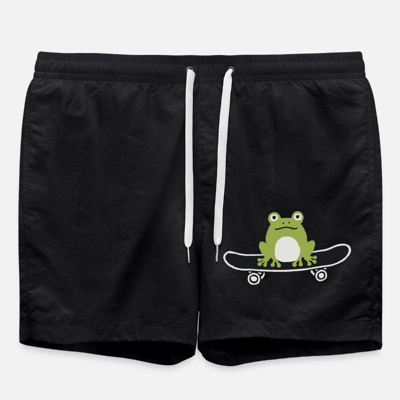 Skateboarding Frog - Swim Trunks - black