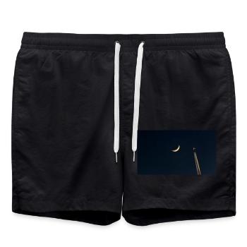 Der Mond und das Flugzeug - Badeshorts - Schwarz - Vorne - AI Model Male 185 light (185cm)