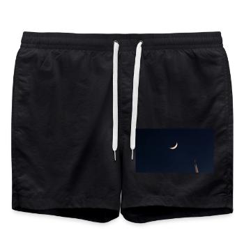 la lune et l'avion - Short de bain - noir - Devant - AI Model Male 185 light (185cm)