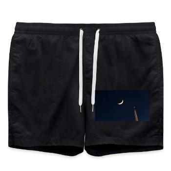 Der Mond und das Flugzeug - Badeshorts - Schwarz - Vorne - AI Model Male 185 light (185cm)