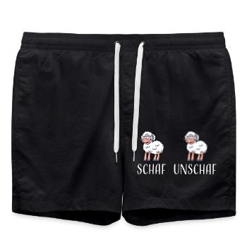 Schaf Unschaf lustiges cooles Geschenk - Badeshorts - Schwarz - Vorne - AI Model Male 185 light (185cm)
