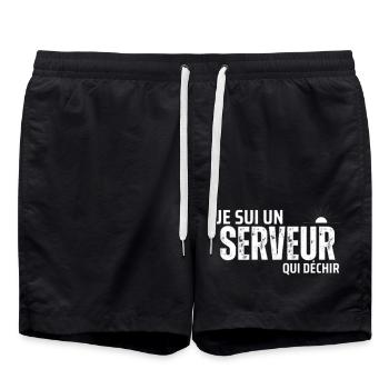 Ich bin ein rockender Kellner - Badeshorts - Schwarz - Vorne - AI Model Male 185 light (185cm)