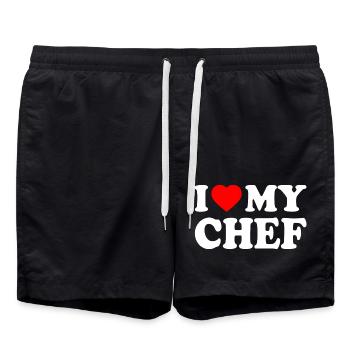 I love my chef - Badeshorts - Schwarz - Vorne - AI Model Male 185 light (185cm)