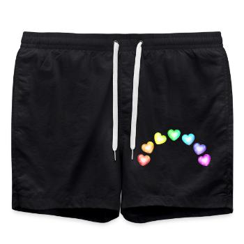 Colorful Hearts Soap Bubbles Rainbow Gradient - Swim Trunks - black - Front - AI Model Male 185 light (185cm)