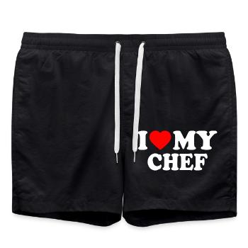 I love my chef - Badeshorts - Schwarz - Vorne - AI Model Male 185 light (185cm)