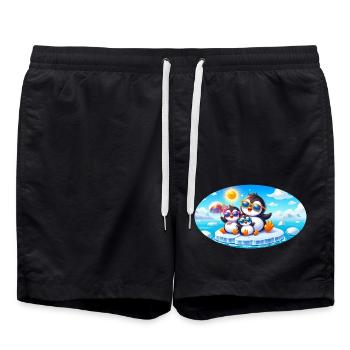 Funny Penguins - Swim Trunks - black - Front - AI Model Male 185 light (185cm)