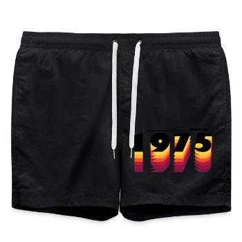 Proudly Celebrating 1975 - Vintage 50 Years of - Swim Trunks - black - Front - AI Model Male 185 light (185cm)