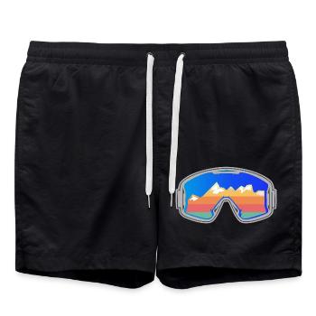 Skibrille Skifahrer Vintage Design hell - Badeshorts - Schwarz - Vorne - AI Model Male 185 light (185cm)