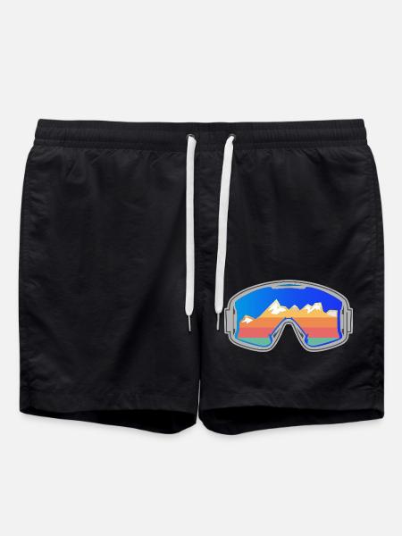 Ski Goggles Skier Vintage Design Bright - Swim Trunks - black