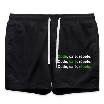 GEEK HUMOR LUSTIGER WITZ 2 - Badeshorts - Schwarz - Vorne - AI Model Male 185 light (185cm)
