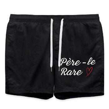 Papa perle rare - idée cadeau papa - Short de bain - noir - Devant - AI Model Male 185 light (185cm)