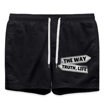 The Way, Truth, Life – John 14:6 - Swim Trunks - black - Front - AI Model Male 185 light (185cm)