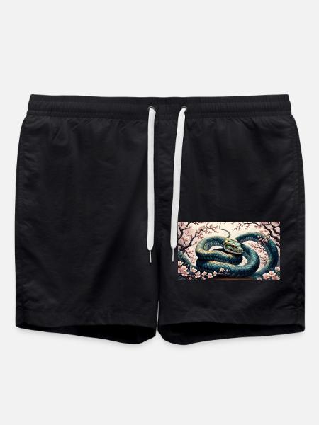 Kirschblüte im Jahr der Schlange - Badeshorts - Schwarz