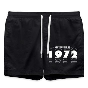 Vintage Timeless Style of 1972 - 53rd Birthday - Swim Trunks - black - Front - AI Model Male 185 light (185cm)