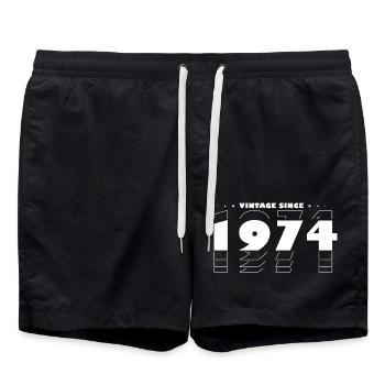 Best of 1974, 51st Birthday Party, Timeless - Swim Trunks - black - Front - AI Model Male 185 light (185cm)