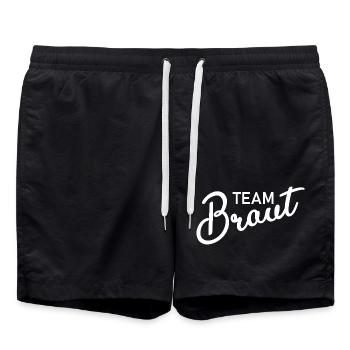 Team Braut - Junggesellinnenabschied - Badeshorts - Schwarz - Vorne - AI Model Male 185 light (185cm)