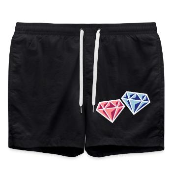 Pair Of Diamonds (Bridal Pair Wedding Symbol, NEG) - Swim Trunks - black - Front - AI Model Male 185 light (185cm)