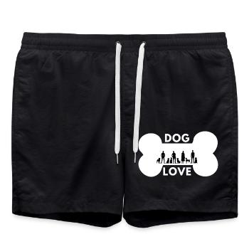 Les chiens aiment avec les gens (fond noir) - Short de bain - noir - Devant - AI Model Male 185 light (185cm)