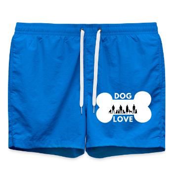 Hunde lieben Menschen (schwarzer Hintergrund) - Badeshorts - Cobalt blue - Vorne