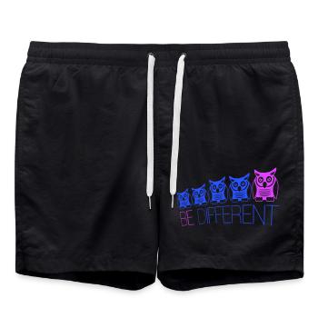5 Spécial série Be Different Owls Birds Friends - Short de bain - noir - Devant - AI Model Male 185 light (185cm)