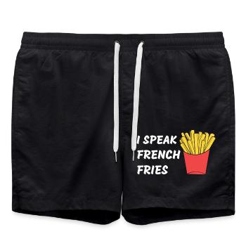 I Speak French Fries Funny Saying - Swim Trunks - black - Front - AI Model Male 185 light (185cm)