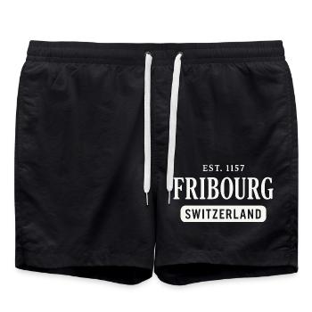 Fribourg Switzerland Est 1157 - Badeshorts - Schwarz - Vorne - AI Model Male 185 light (185cm)