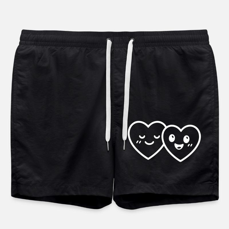 Hearts Couple Love - Swim Trunks - black
