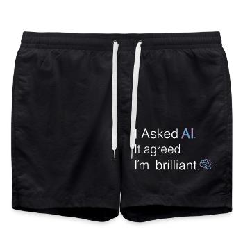 KI hält mich für brillant – Tech-Zitat - Badeshorts - Schwarz - Vorne - AI Model Male 185 light (185cm)