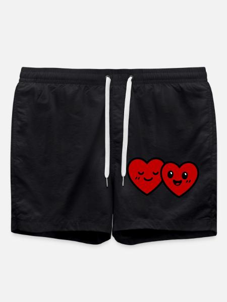 Herzen Paar Liebe - Badeshorts - Schwarz