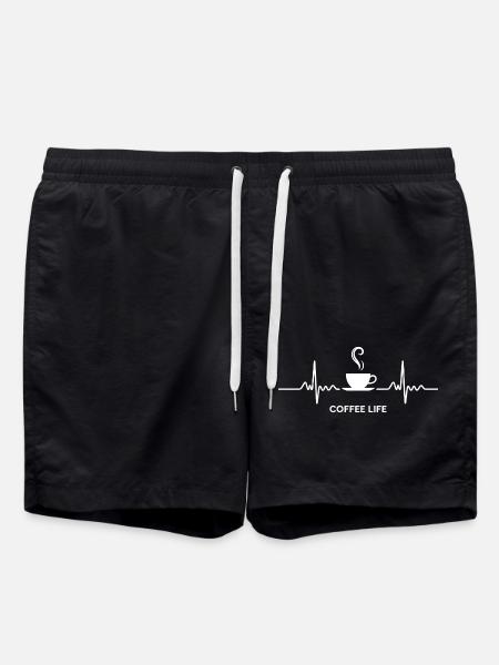 Coffee Heartbeat - Swim Trunks - black