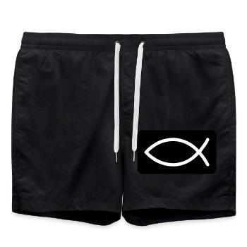 Poisson Jésus chrétien - Short de bain - noir - Devant - AI Model Male 185 light (185cm)