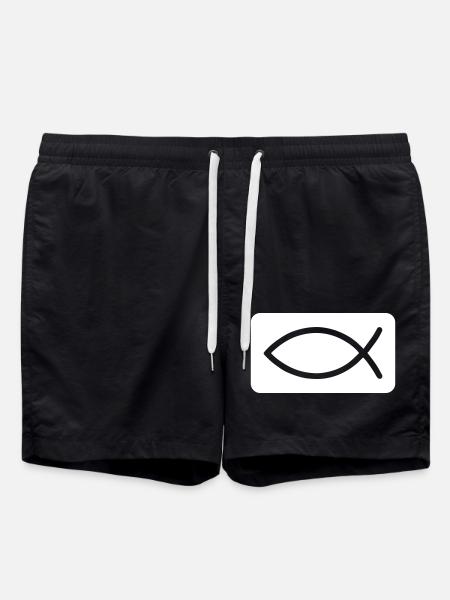 Fish Christian Jesus - Swim Trunks - black