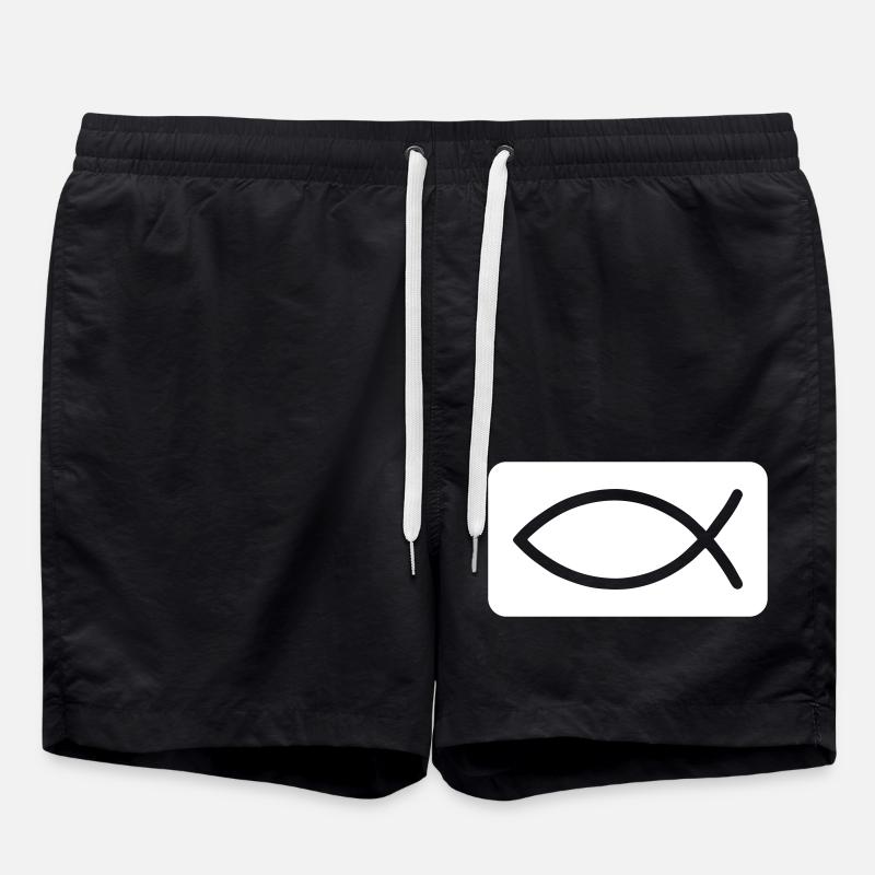 Fisch Christlich Jesus - Badeshorts - Schwarz