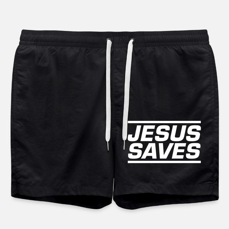 Jesus Rettet Bibelvers - Badeshorts - Schwarz