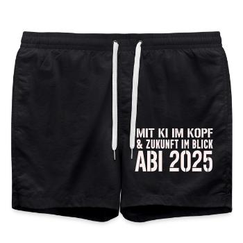 Abi KI 2025 - Badeshorts - Schwarz - Vorne - AI Model Male 185 light (185cm)