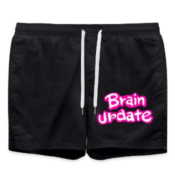 Brain Update Comic-Schrift pink. - Badeshorts - Schwarz - Vorne - AI Model Male 185 light (185cm)