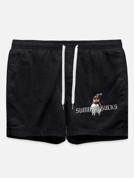 Summer Sucks – Snowman Rules - Swim Trunks - black