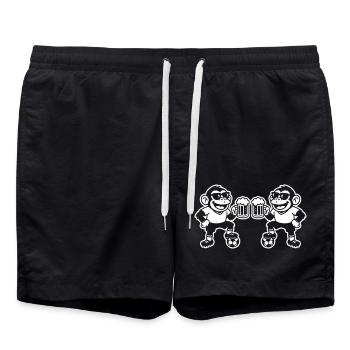 Fussball Affe Bier - Badeshorts - Schwarz - Vorne - AI Model Male 185 light (185cm)