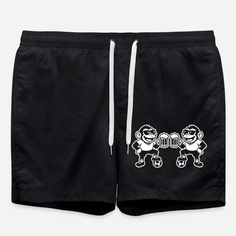Fussball Affe Bier - Badeshorts - Schwarz