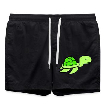 Water turtle cute cute swimming happily - Swim Trunks - black - Front - AI Model Male 185 light (185cm)