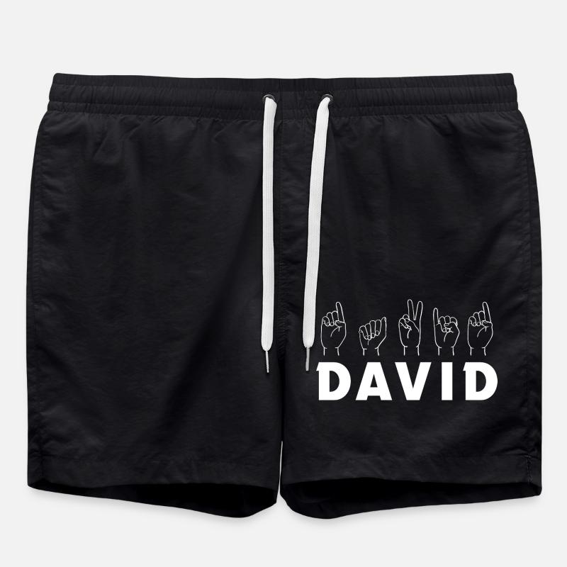 Sign Language David - Swim Trunks - black