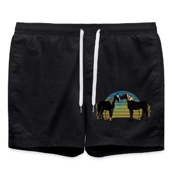 Pferde - Badeshorts - Schwarz - Vorne - AI Model Male 185 light (185cm)
