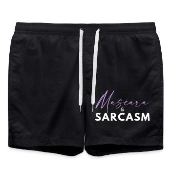 Mascara et sarcasme – Hot Girl Energy Funny Quote -W - Short de bain - noir - Devant - AI Model Male 185 light (185cm)