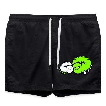 2 Caterpillar Mom Dad Child Family Mother Father Cute - Swim Trunks - black - Front - AI Model Male 185 light (185cm)
