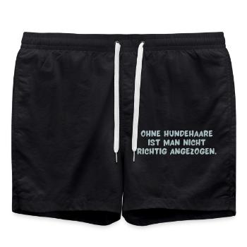 Statement Leben mit Hund = Leben mit Haaren - Badeshorts - Schwarz - Vorne - AI Model Male 185 light (185cm)