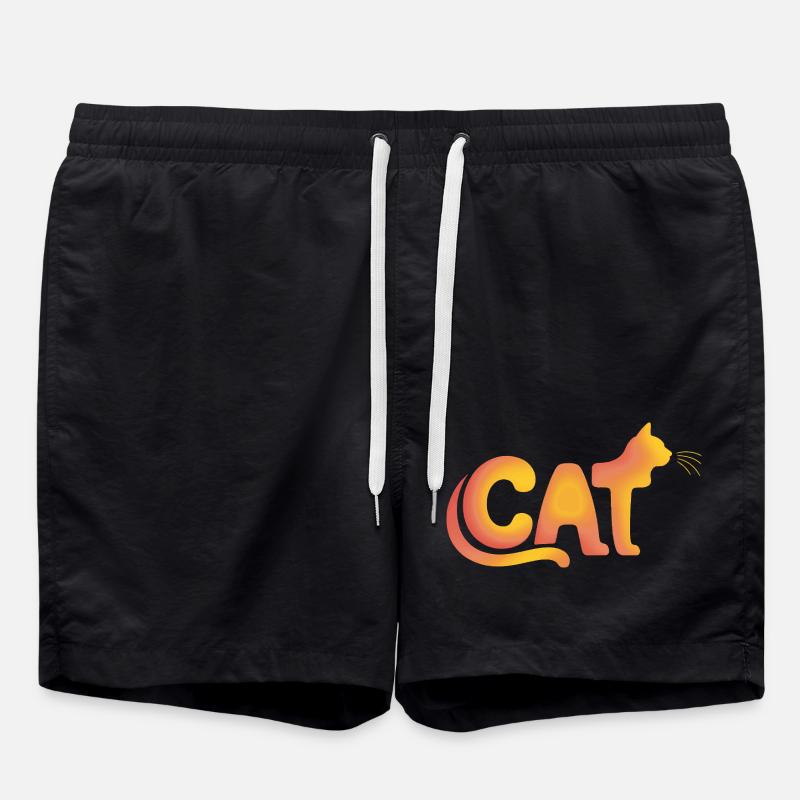 Chat - Logo de chat mignon - Short de bain - noir