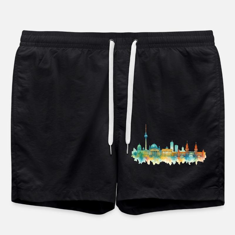 berlin skyline aquarell - Badeshorts - Schwarz