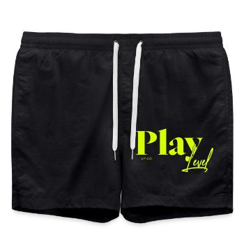 Play Level Up – Gaming Abenteuer starten - Badeshorts - Schwarz - Vorne - AI Model Male 185 light (185cm)